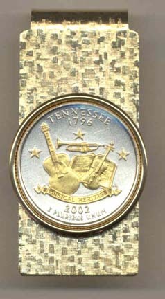 Tennessee Two Tone Statehood Quarter Hinged Money Clip