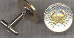 Guernsey Penny “Crab” Two Tone Coin Cuff Links - 1 Pair