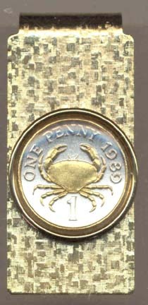 Guernsey Penny “Crab” Two Toned Coin Hinged Money Clip