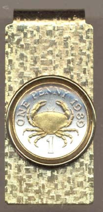 Guernsey Penny â€œCrabâ€ Two Toned Coin Hinged Money Clip