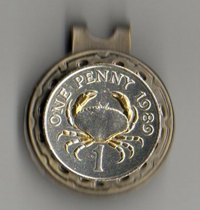 Guernsey Penny 'Crab' Two Tone Coin Ball Marker
