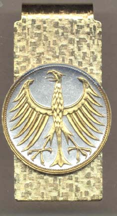 German 5 Mark Silver Coin "Eagle" Two Tone Gold on Silver World Coin Hinged Money Clip