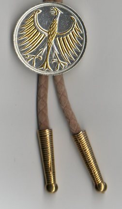 German 5 Mark Silver "Eagle" Two Tone Coin Bolo Tie