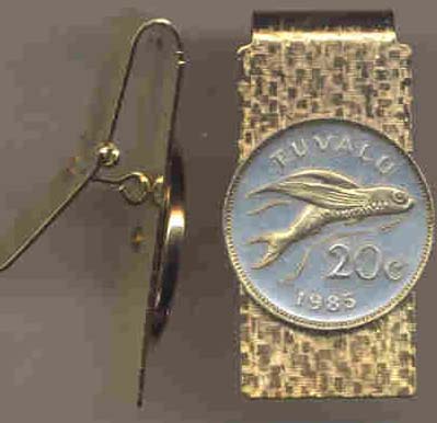 Tuvalu 20 Cent "Flying Fish" Coin Hinged Money Clip