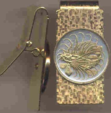 Singapore 50 Cent "Lionfish" Coin Hinged Money Clip