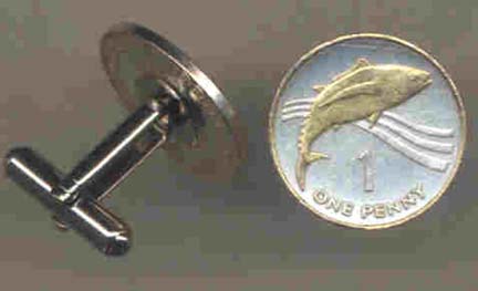 St. Helena Island Penny (Tuna Fish) Coin Cuff Links - 1 Pair