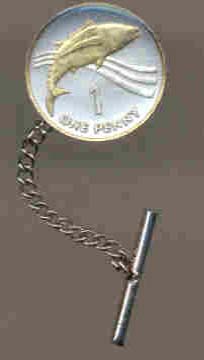 St. Helena Island Penny (Tuna Fish) Coin Tie Tack