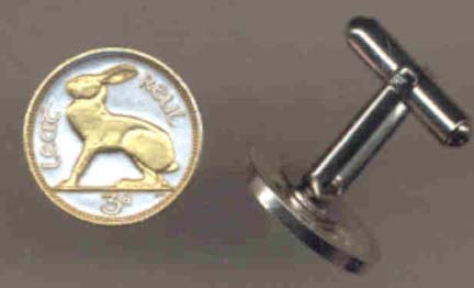 Ireland 3 Pence “Rabbit” Two Tone Coin Cuff Links - 1 Pair