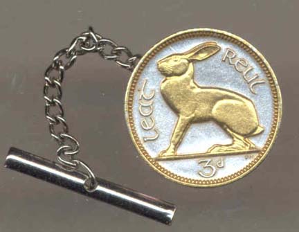 Ireland 3 Pence "Rabbit" Two Tone Coin Tie Tack