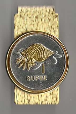 Seychelles 1 Rupee "Conch" Two Tone Coin Hinge Money Clip
