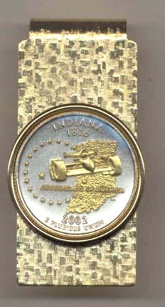 Indiana Two Tone Statehood Quarter Hinged Money Clip