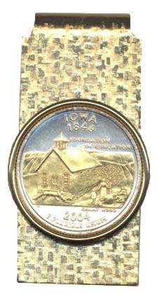 Iowa Two Tone Statehood Quarter Hinged Money Clip