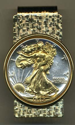 Walking Liberty Half Dollar (1916 - 1947) Two Tone U.S. Coin Hinged Money Clip