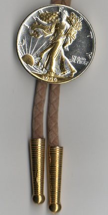 U.S. Walking Liberty Silver Half Dollar Two Tone Coin Bolo Tie