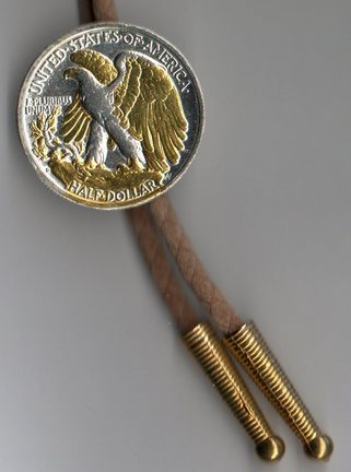 U.S. Walking Liberty Silver Half Dollar Reverse Two Tone Coin Bolo Tie