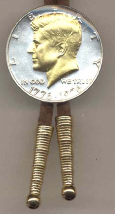 Bicentennial Kennedy Half Dollar Two Tone U.S. Coin Bolo Tie