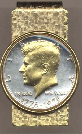 Bicentennial Kennedy Half Dollar (1976) Two Tone U.S. Coin Hinged Money Clip