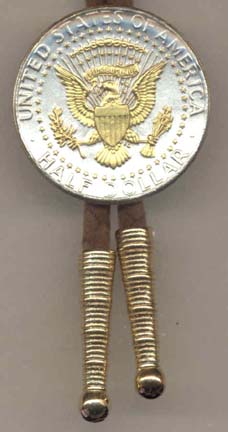 Reverse Kennedy Half Dollar Two Tone U.S. Coin Bolo Tie