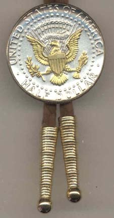 Kennedy Half Dollar Two Tone U.S. Coin Bolo Tie