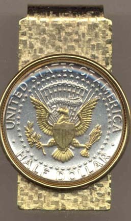 Reverse Kennedy Half Dollar (1970- Date) Two Tone U.S. Coin Hinged Money Clip