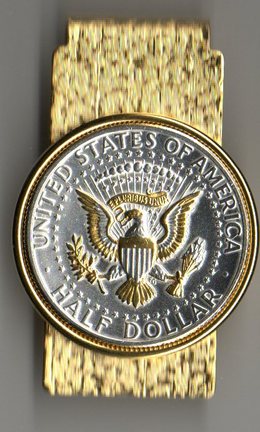 U.S. Kennedy Half Dollar Two Tone Coin Hinge Money Clip (1970 - Date)