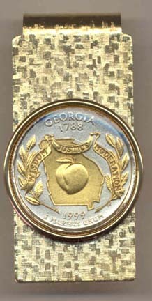 Georgia Two Tone Statehood Quarter Hinged Money Clip