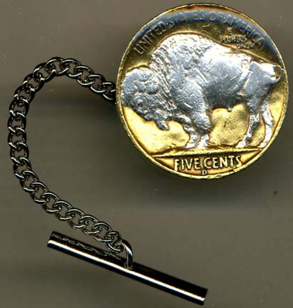 Buffalo Nickel "Sacred White Buffalo" (1913-1938) Two Tone U.S. Coin Tie Tack