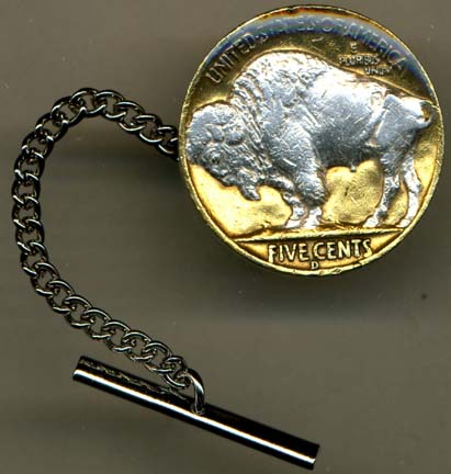 Buffalo Nickel 'Sacred White Buffalo' (1913-1938) Two Tone U.S. Coin Tie Tack