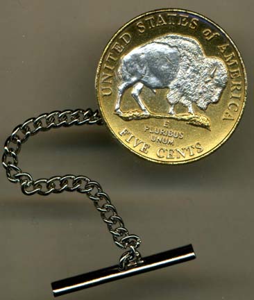 New Jefferson Nickel "Sacred White Buffalo" (2005) Two Tone U.S. Coin Tie Tack