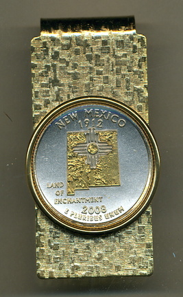 New Mexico Two Tone Statehood Quarter Hinged Money Clip