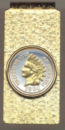 Indian Head Penny (1859 -1909) Two Tone U.S. Coin Hinged Money Clip