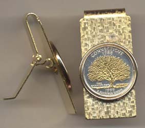 Connecticut Two Tone Statehood Quarter Hinged Money Clip