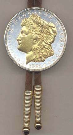 Morgan Silver Dollar Two Tone U.S. Coin Bolo Tie