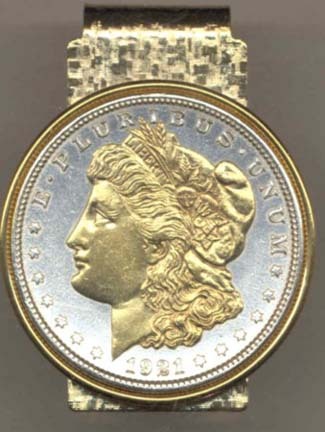 Morgan Silver Dollar (1878 - 1921) Two Tone U.S. Coin Hinged Money Clip
