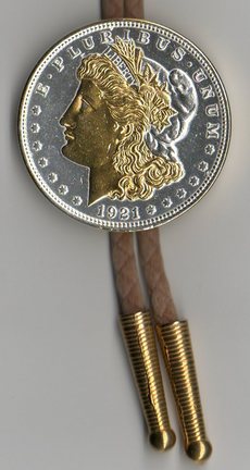 U.S. Morgan Silver Dollar Two Tone Coin Bolo Tie