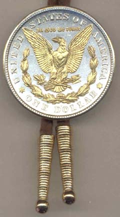 Reverse Morgan Silver Dollar Two Tone U.S. Coin Bolo Tie