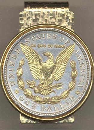 Reverse Morgan Silver Dollar (1878 - 1921) Two Tone U.S. Coin Hinged Money Clip