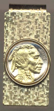 Indian Head Nickel (1913 - 1938) Two Tone U.S. Coin Hinged Money Clip