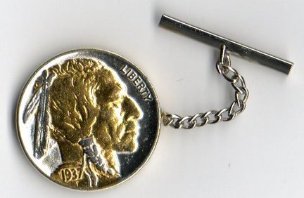 U.S. Indian Head Nickel Two Tone Coin Tie Tack (Minted 1913 - 1938)