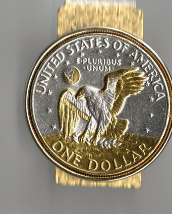 U.S. Eisenhower Dollar Two Tone Coin Hinge Money Clip (1971 - 1978)