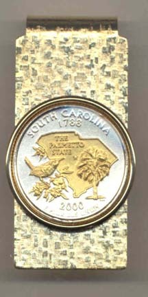 South Carolina Two Tone Statehood Quarter Hinged Money Clip