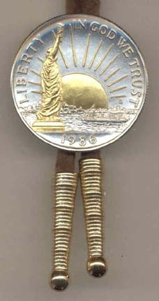 Statue of Liberty Half Dollar Two Tone U.S. Coin Bolo Tie