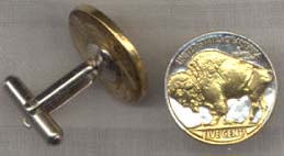 Buffalo Nickels Two Tone U.S. Coin Cuff Links - 1 Pair