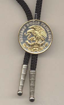 Mexican 20 Centavo “Eagle” Two Tone Coin Bolo Tie