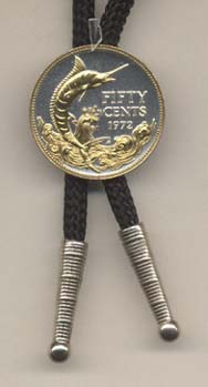 Bahamas 50 Cent “Sail Boat” Two Tone Coin Bolo Tie