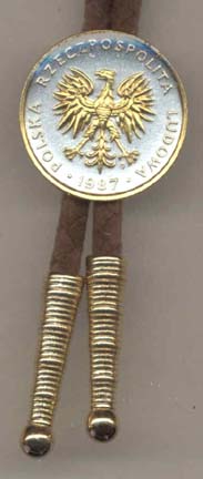 Polish 5 Zlotych "Eagle" Two Tone Coin Bolo Tie