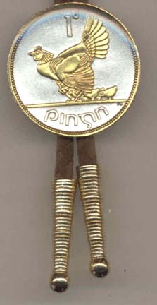 Irish Penny "Chicken with Chicks" Two Tone Coin Bolo Tie