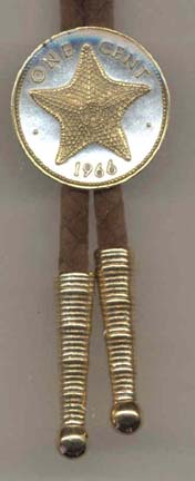 Bahamas 1 Cent "Star Fish" Two Tone Coin Bolo Tie