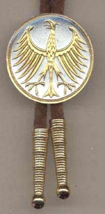 German 5 Mark Silver Coin "Eagle" Two Tone Coin Bolo Tie