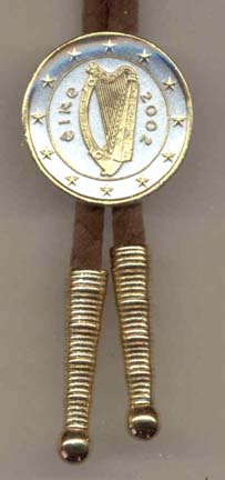 Ireland One Euro Two Tone Coin Bolo Tie